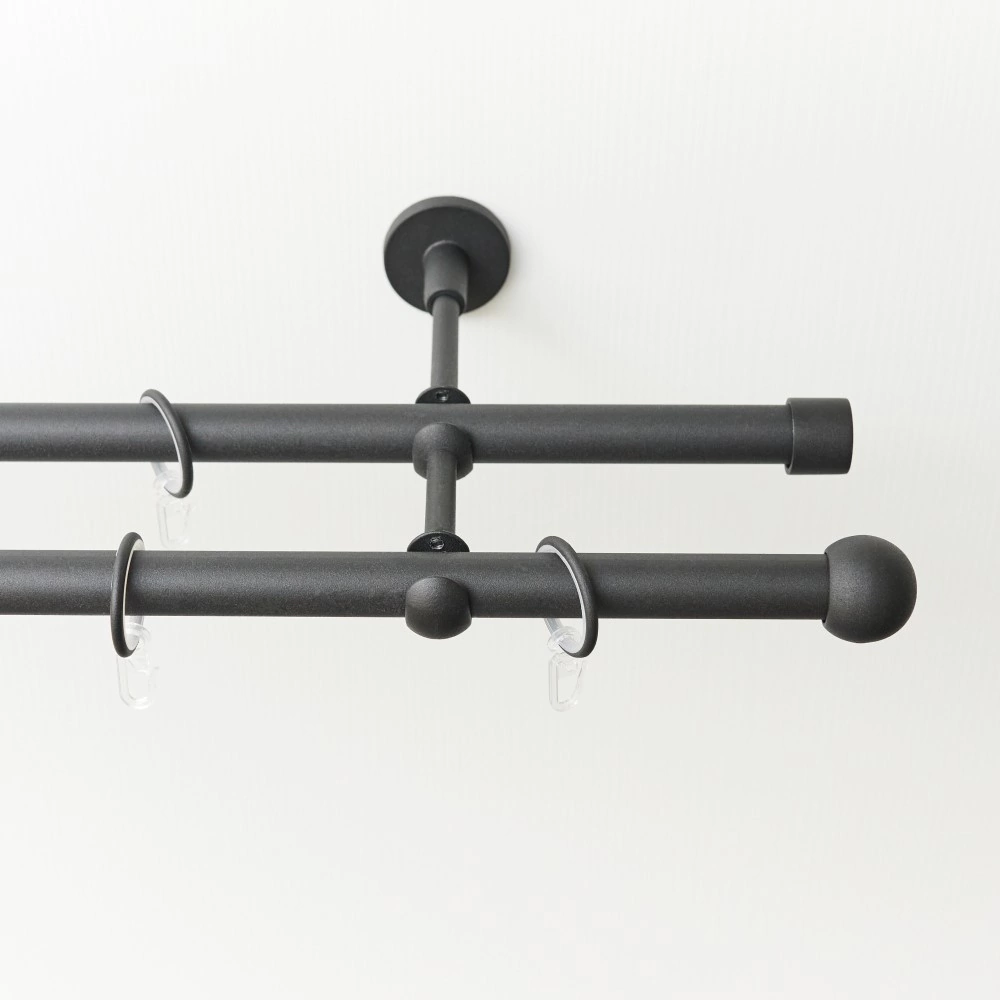 Держатель для карниза стеновой 2-рядный d20 мм черный матовый