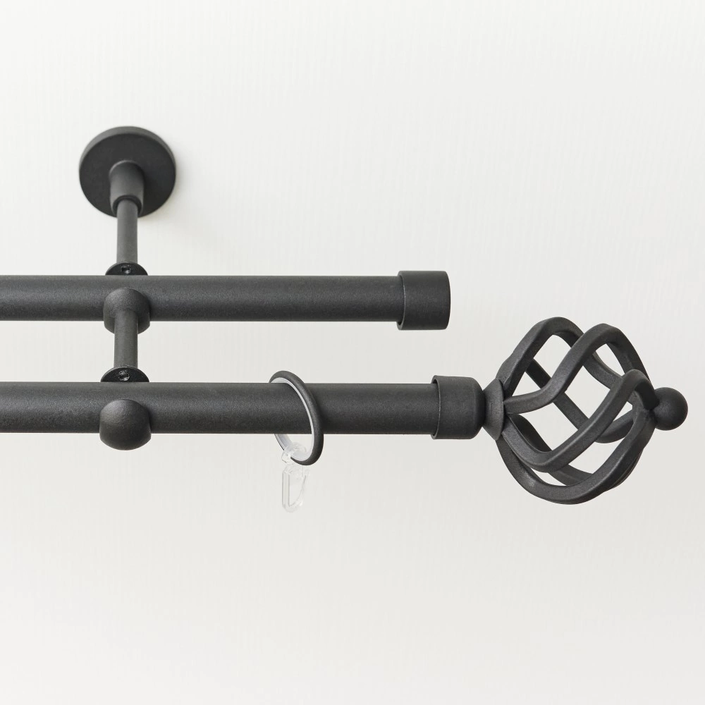 Держатель для карниза стеновой 2-рядный d20 мм черный матовый