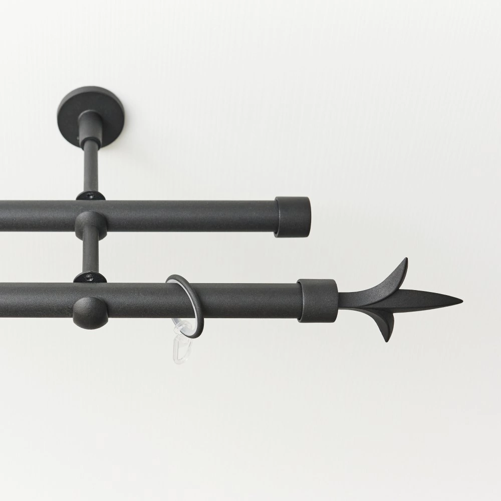 Держатель для карниза стеновой 2-рядный d20 мм черный матовый