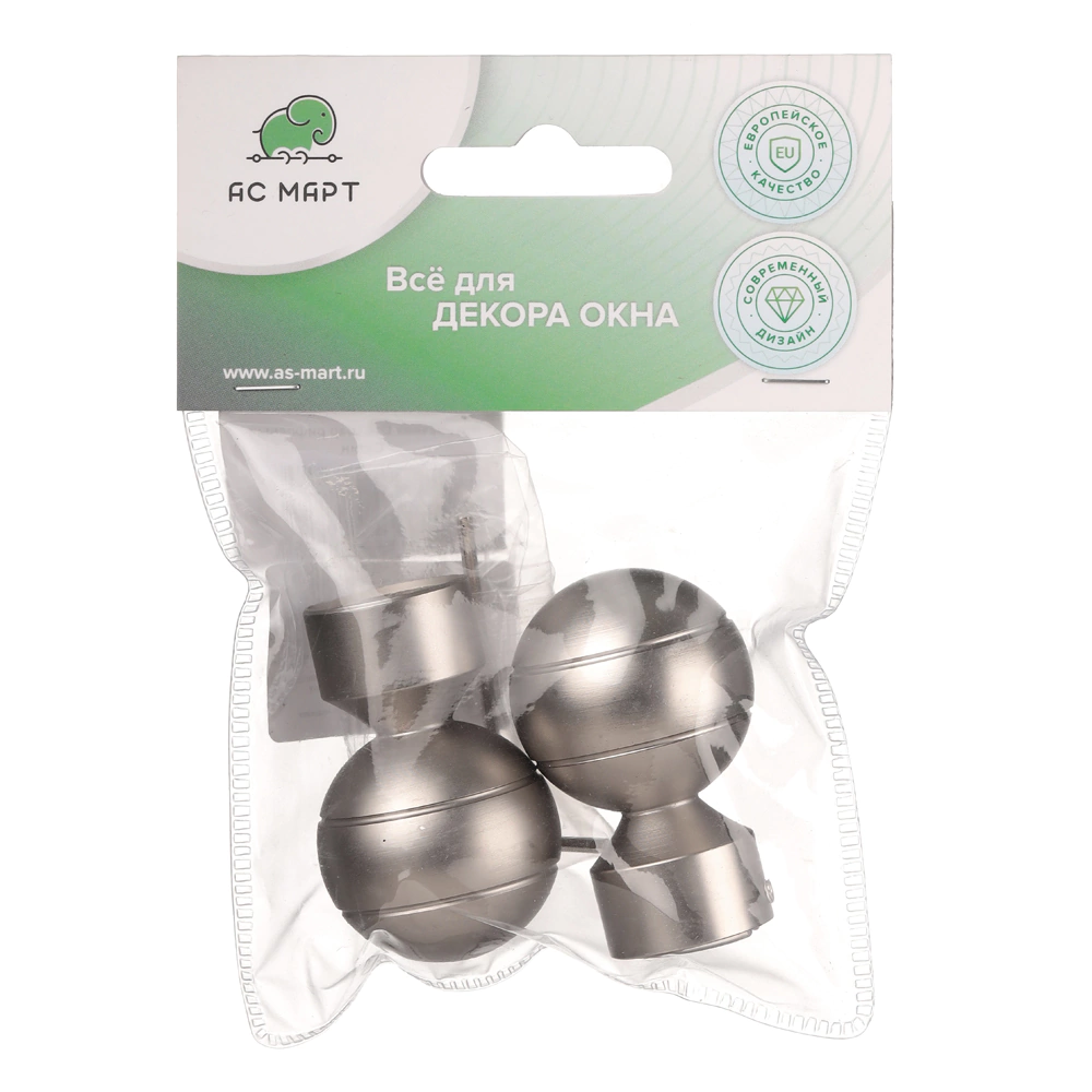 Наконечник d16 мм Шар рифленый никель-сатин 2 шт