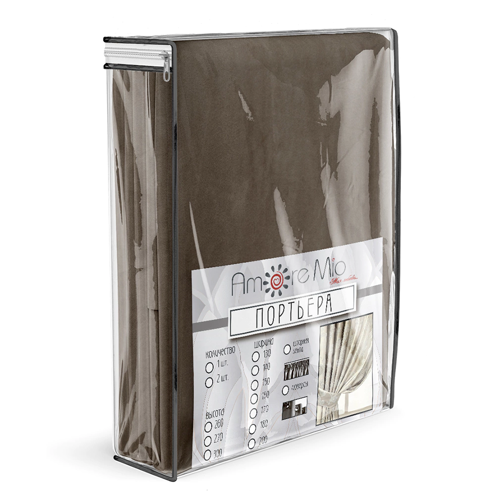 Штора Бархат 180х280 см коричневая