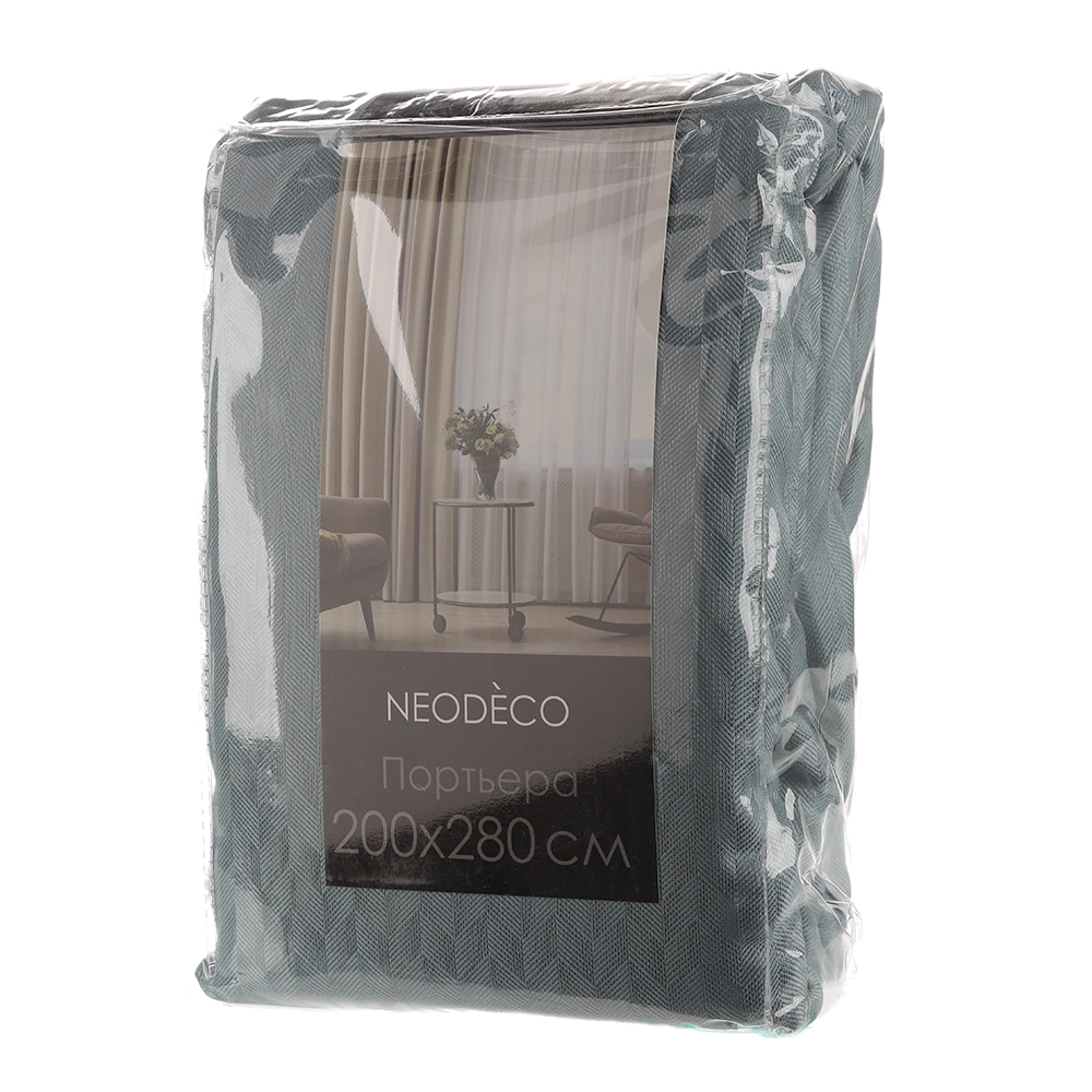 Штора NEODECO жаккард 200х280 см синяя