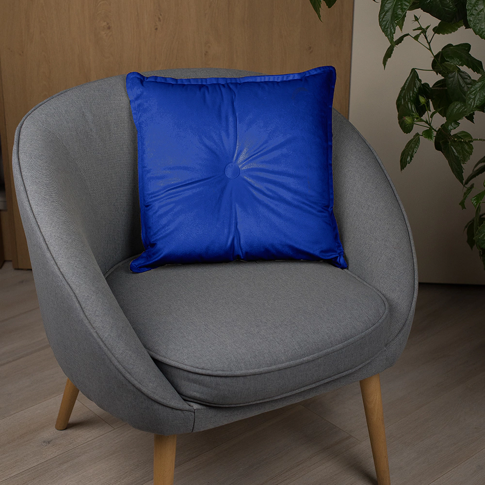 Подушка декоративная с пуговицей 45х45 см синяя