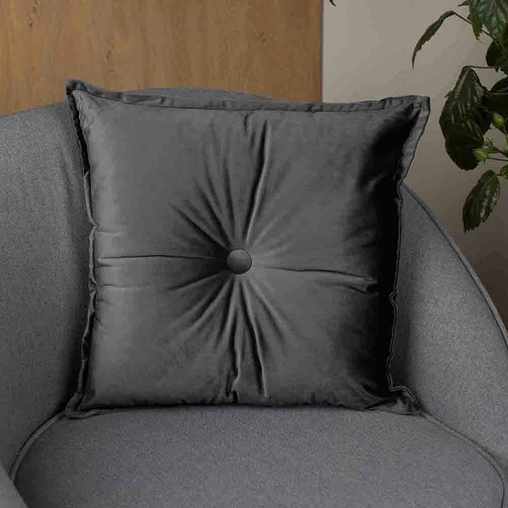 Подушка декоративная с пуговицей 45х45 см графит