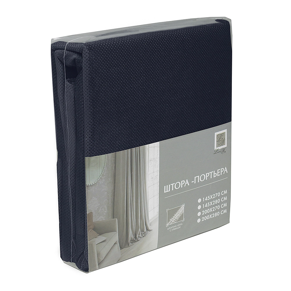 Штора Грид 145х280 см темно-синяя