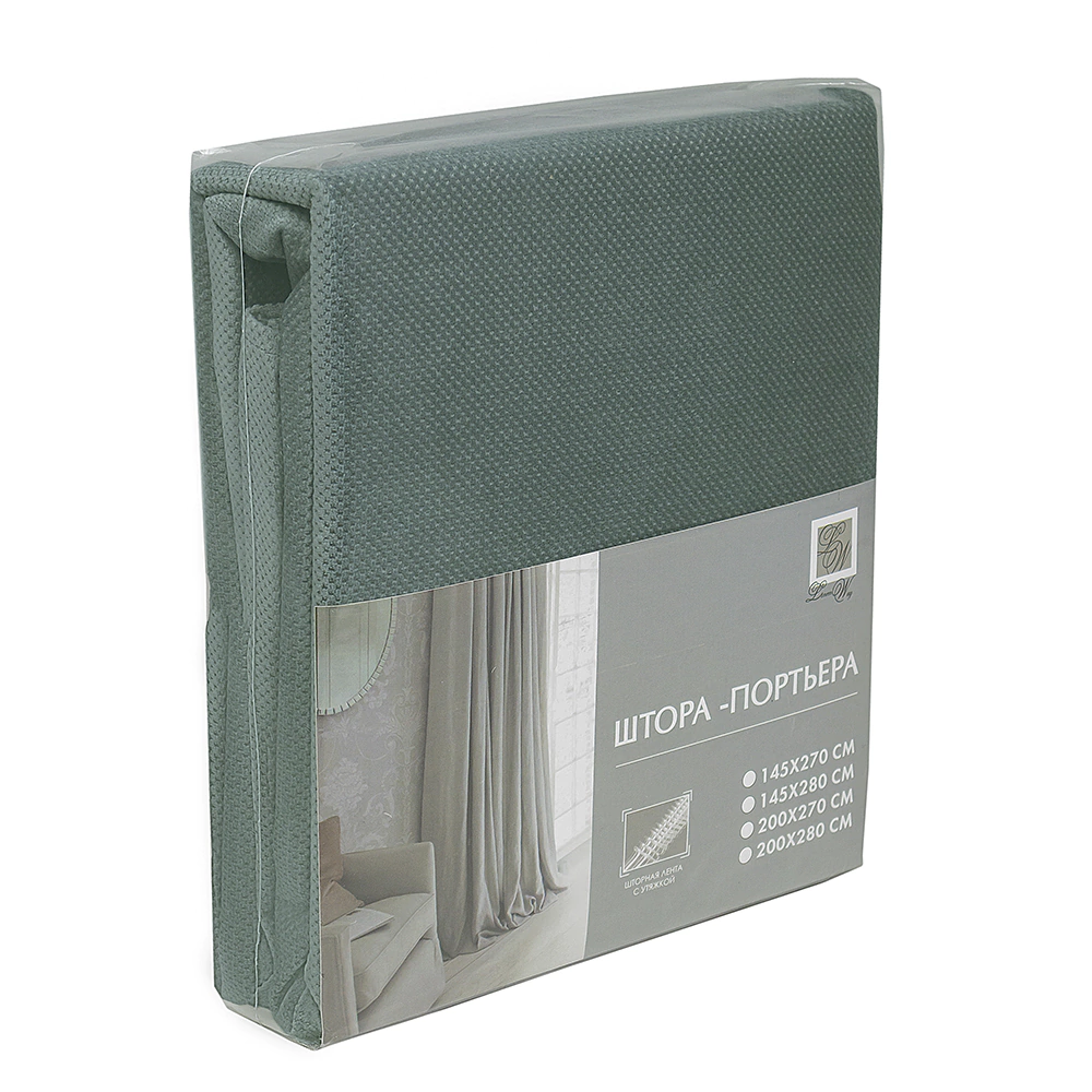 Штора Грид 145х280 см оливковая