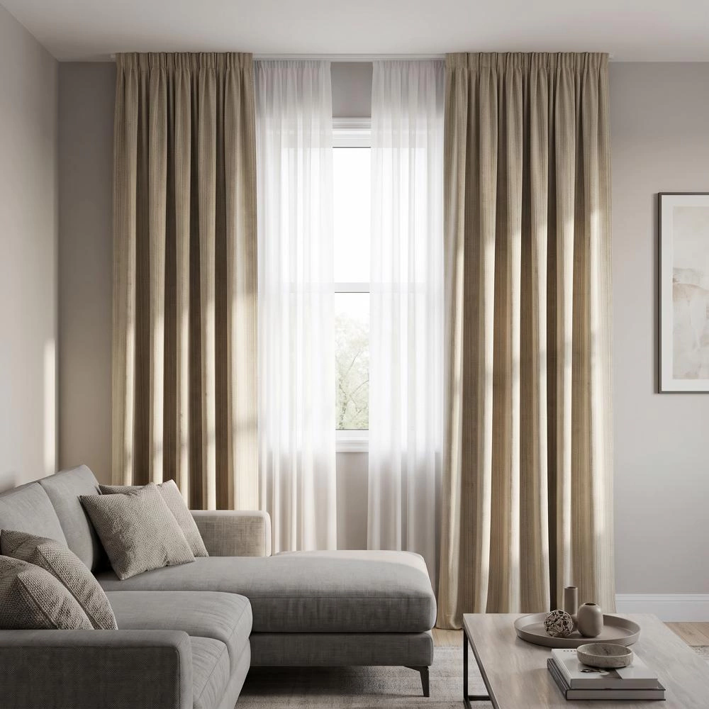 Штора NEODECO MELANGE с тиснением 145х280 см бежевая