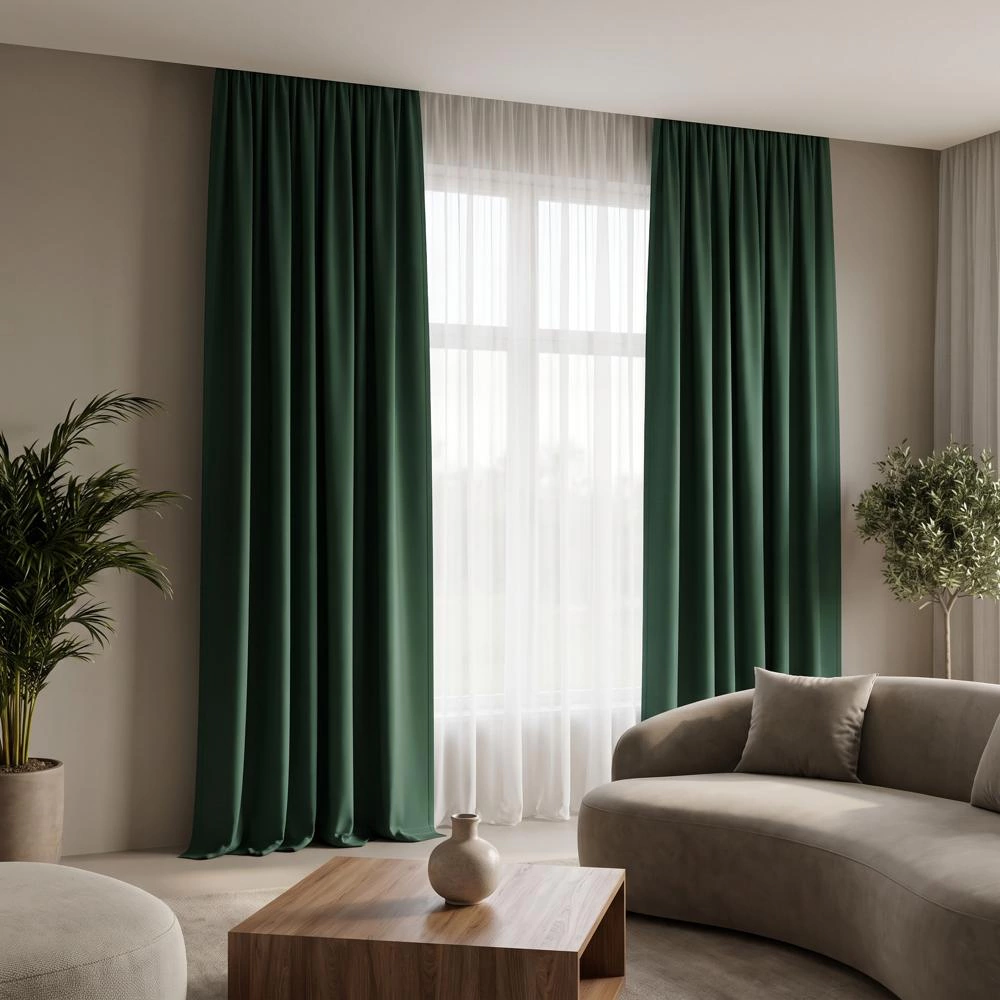 Штора NEODECO Блэкаут 80% 150х280 см зеленая