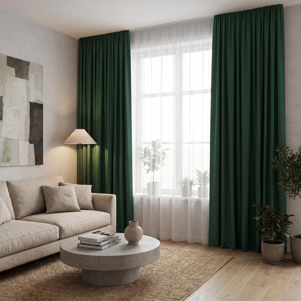 Штора NEODECO Блэкаут 80% 150х280 см зеленая