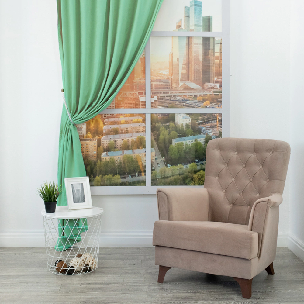 Штора Замша 160х260 см зеленая