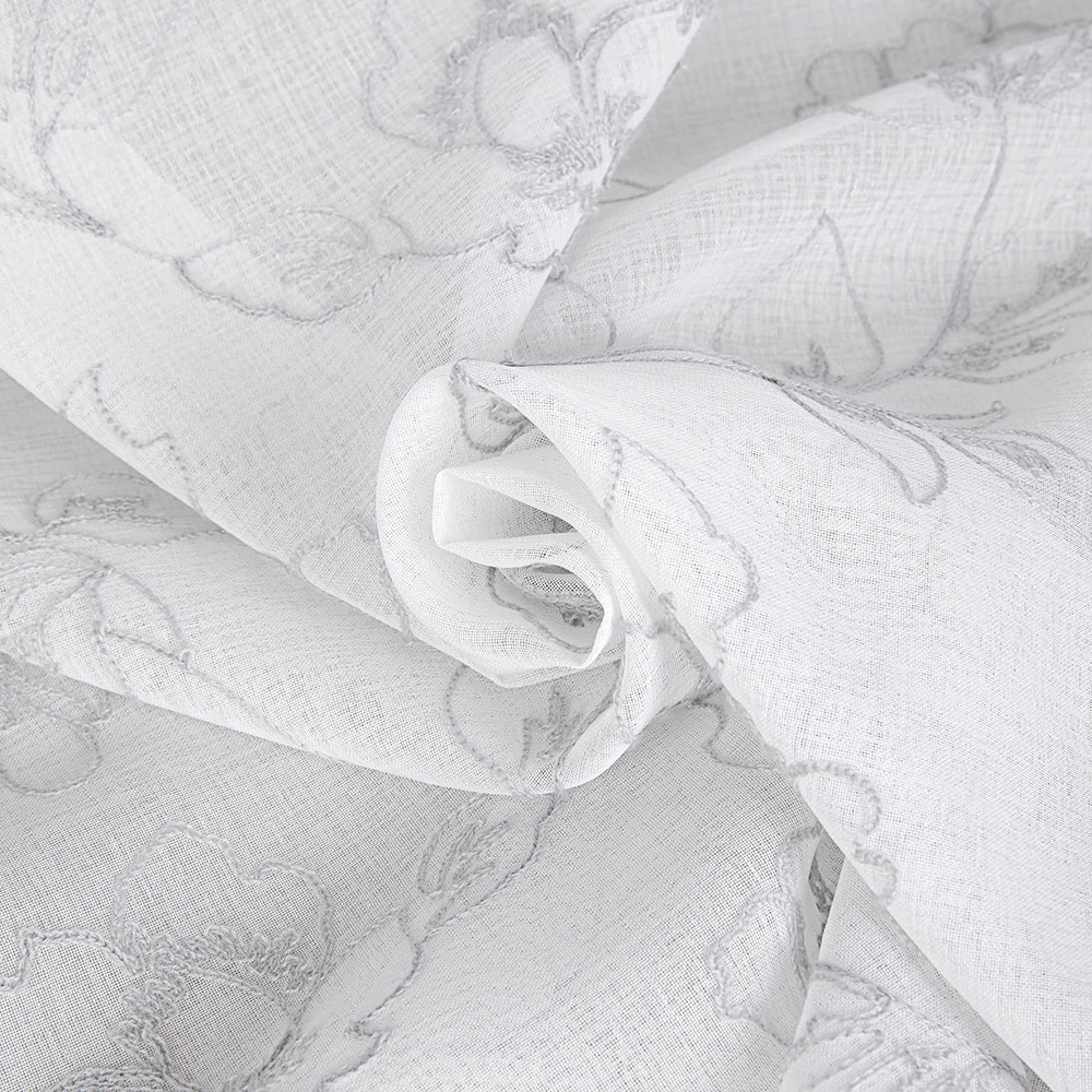 Тюль Лен Пионы 300х270 см белый