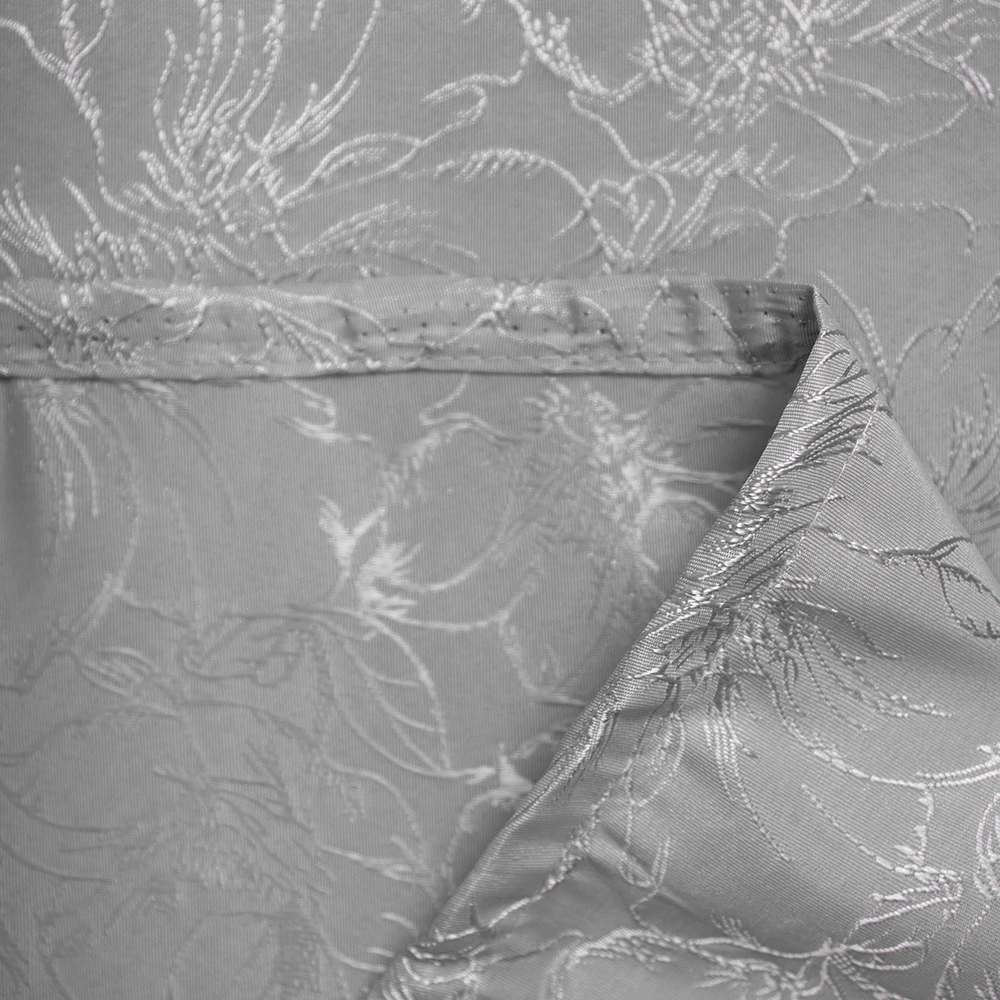 Штора Жаккард Цветы 200х270 см серая