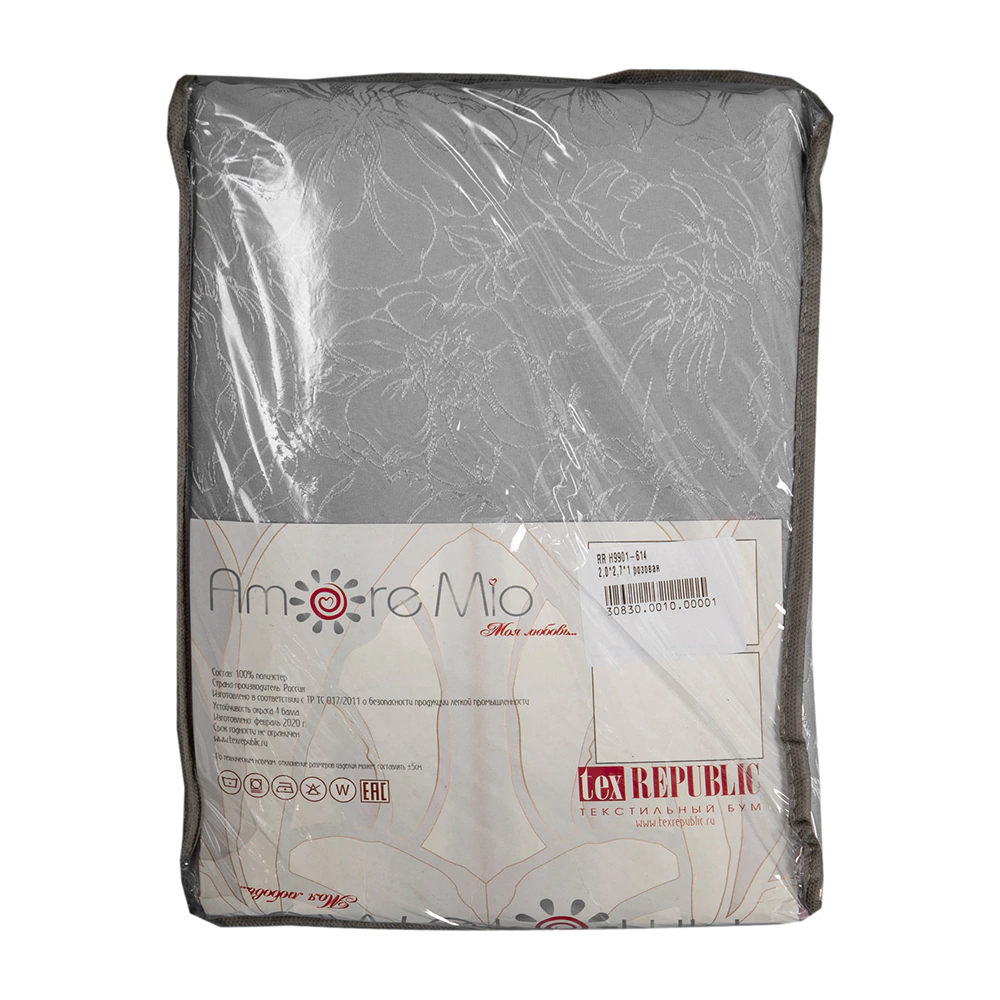 Штора Жаккард Цветы 200х270 см серая