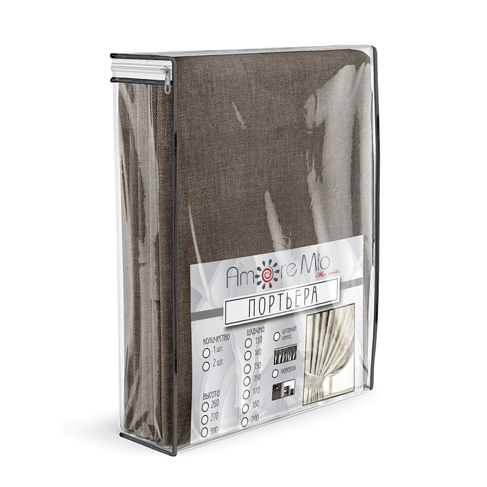 Штора Лен 200х270 см коричневая