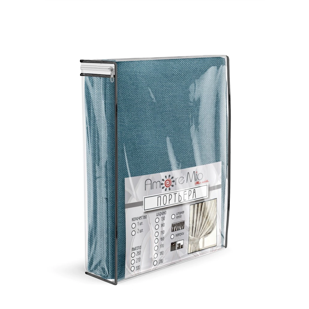 Штора Блэкаут Лен 200х270 см бирюзовая