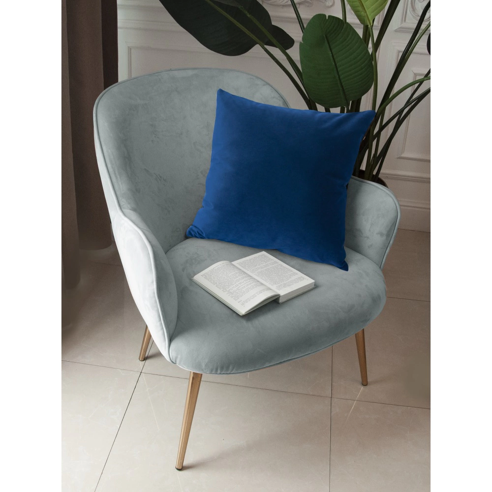 Наволочка декоративная Вельвет 40х40 см синяя