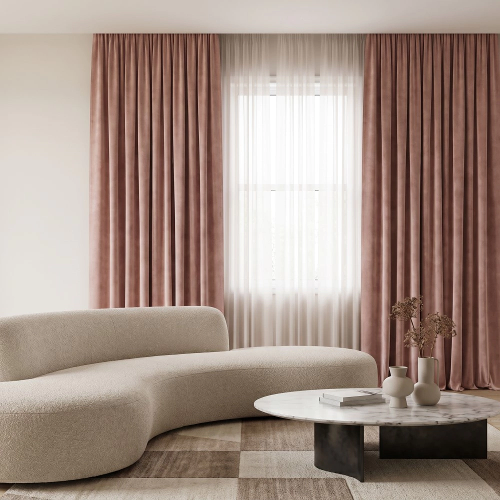 Штора NEODECO Бархат 200х280 см розовая