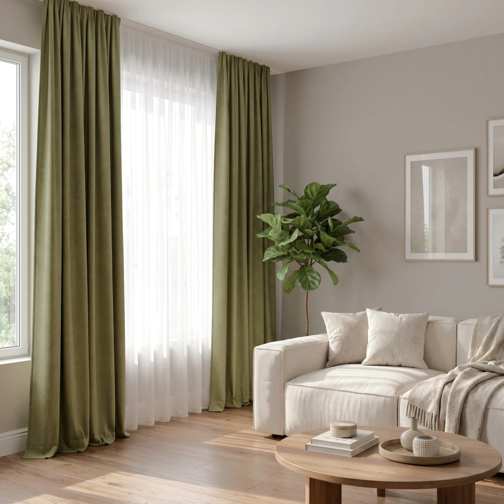 Штора NEODECO Канвас 180х280 см зеленая