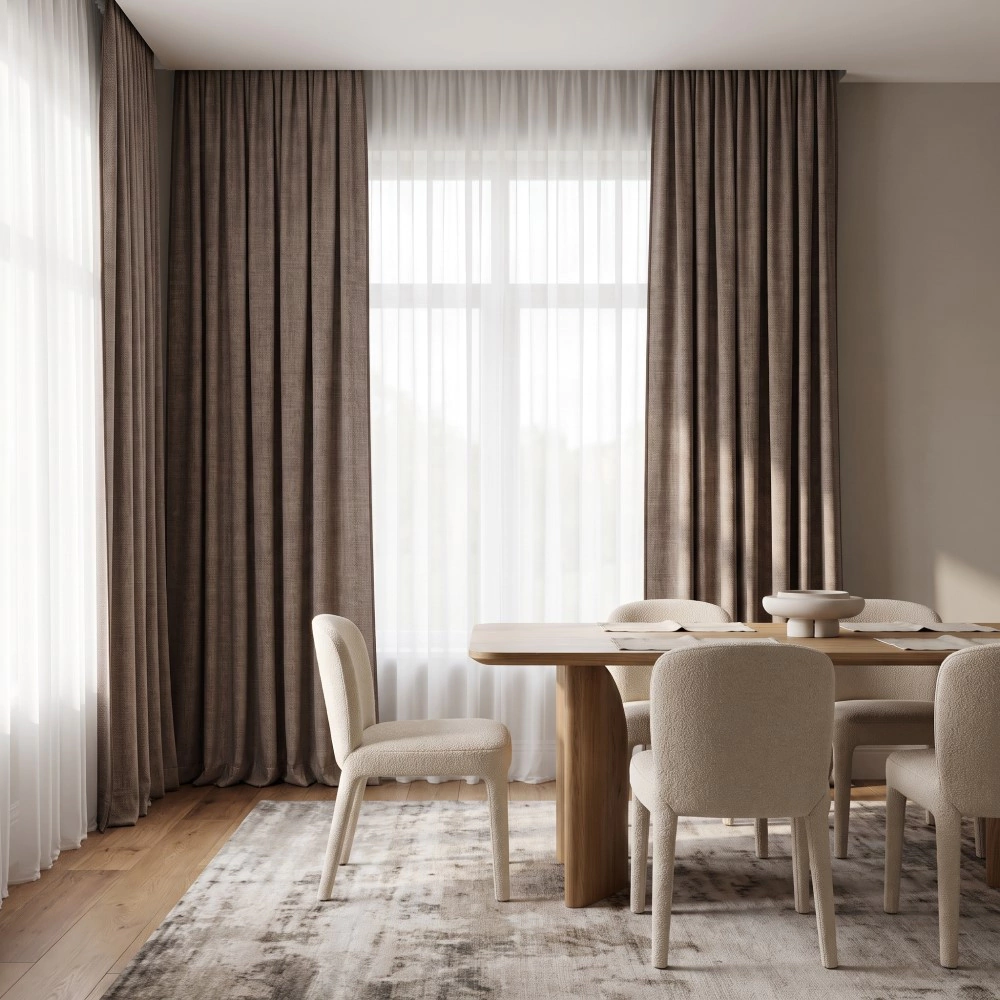 Штора Лен Блэкаут 80% 200х280 см коричневая NEODECO