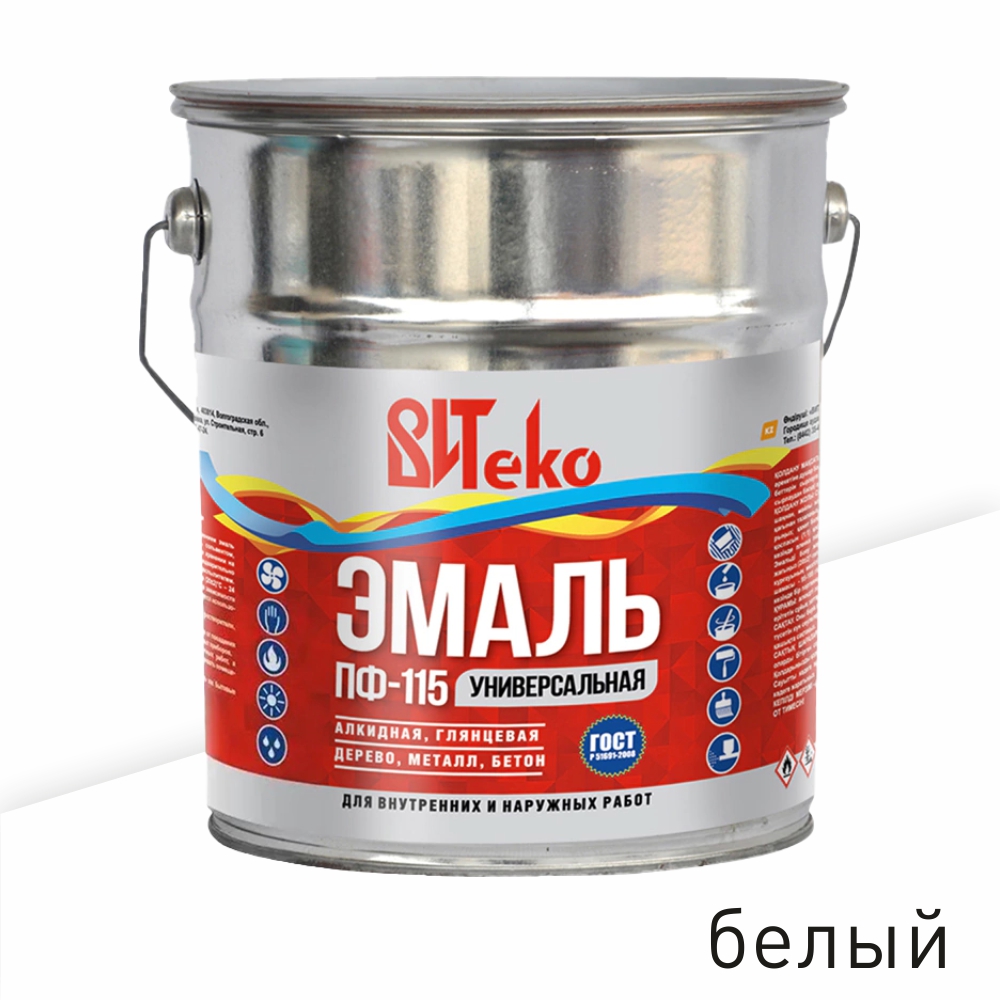 ВИТеко Эмаль алкидная ВИТеко ПФ-115 глянцевая белая 5 кг