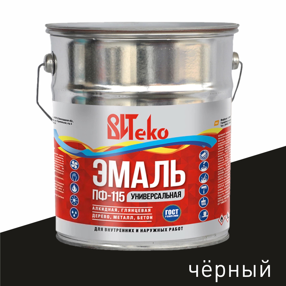 ВИТеко Эмаль алкидная ВИТеко ПФ-115 глянцевая чёрная 5 кг