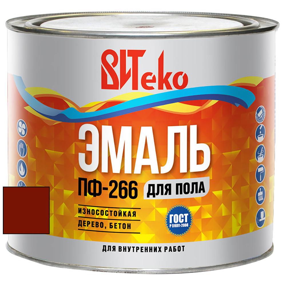 ВИТеко Эмаль для пола ВИТеко ПФ-266 красно-коричневая 2,6 кг