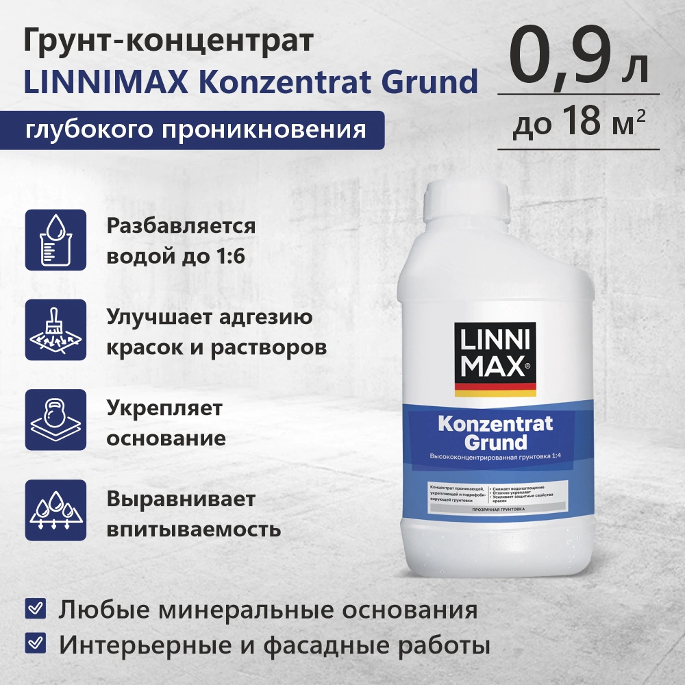 Грунтовка-концентрат LINNIMAX Konzentrat Grund 0,9 л