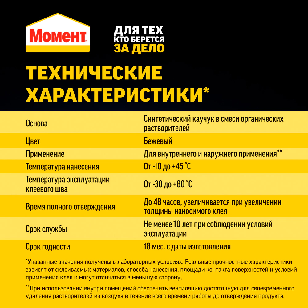 Клей монтажный каучуковый бежевый 290 мл Момент Монтаж Мгновенная хватка МР-90