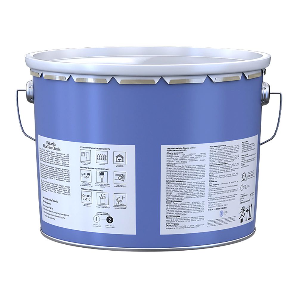 Краска для деревянных фасадов TIKKURILA Pika-Teho Classic белая (база A) 9 л