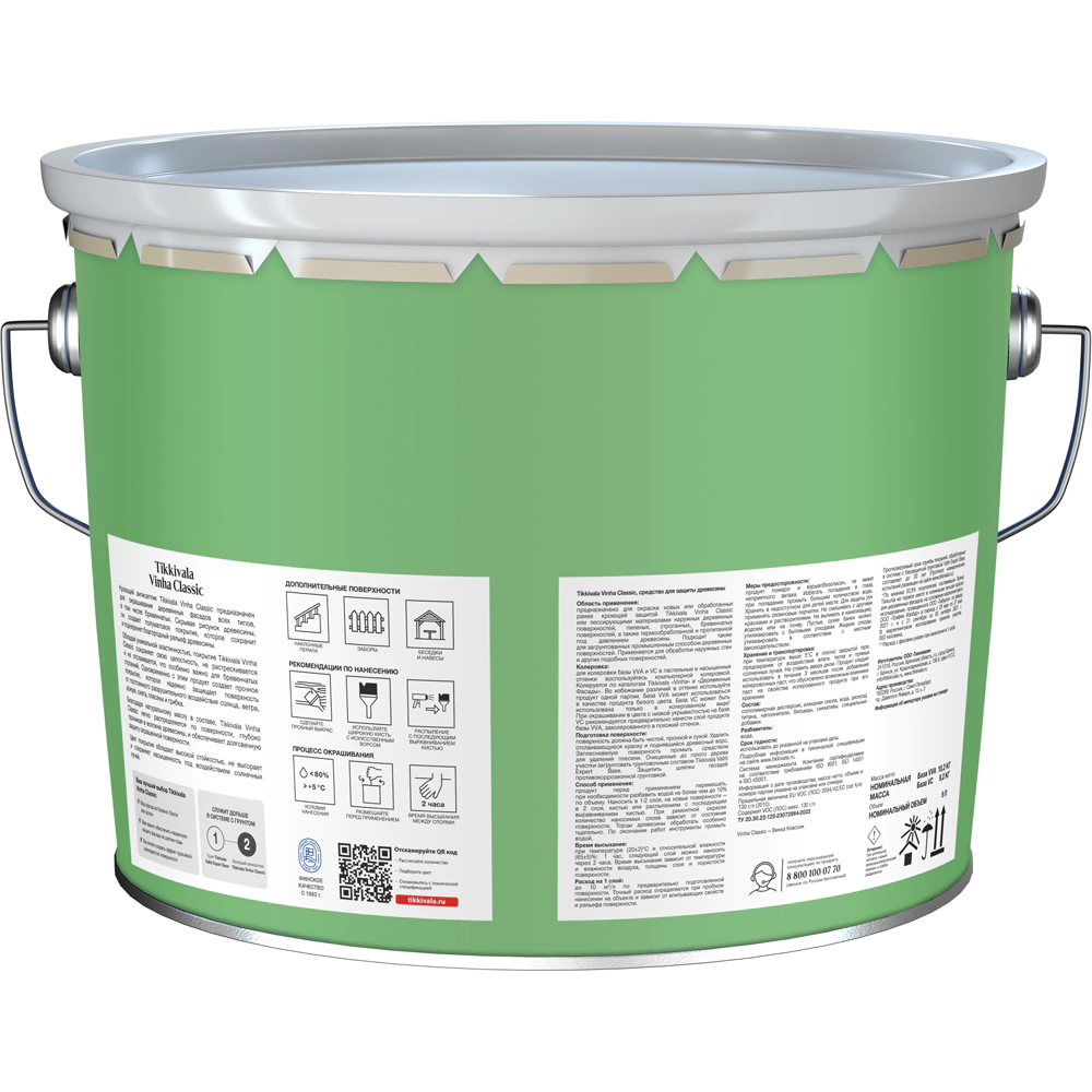 Антисептик кроющий акриловый TIKKIVALA Vinha Classic бесцветный (база C) 9 л