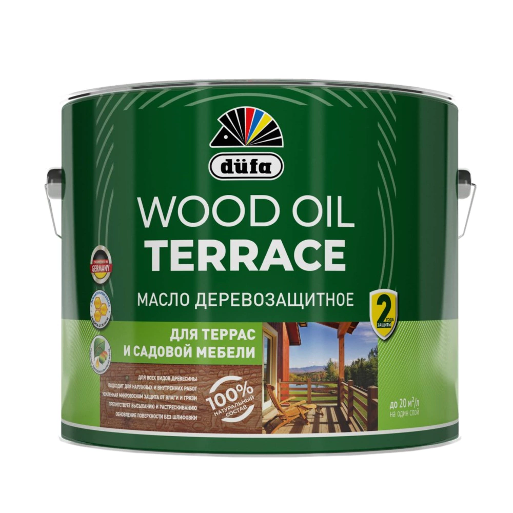 Масло для террас и садовой мебели dufa Wood Oil Terraсe прозрачное (база) 9 л