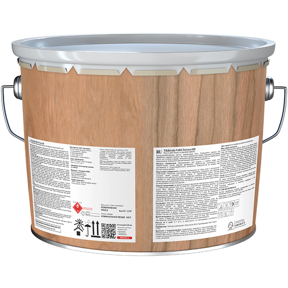 Масло для террас и садовой мебели TIKKIVALA Valtti Terrace Oil бесцветное (база EC) 9 л