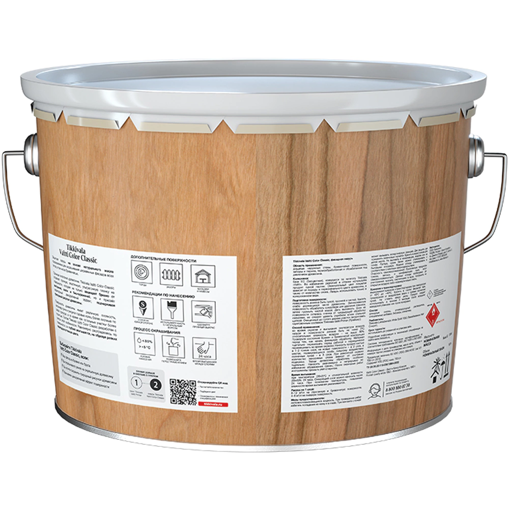Лазурь фасадная алкидная TIKKIVALA Valtti Color Classic бесцветная (база EC) 9 л