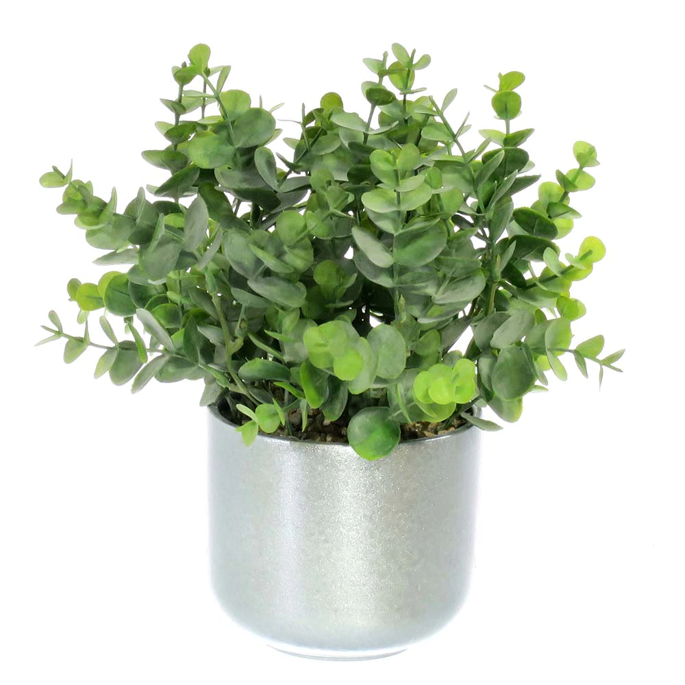 Растение искусственное Эвкалипт Лозанно в кашпо высота микс 25 см