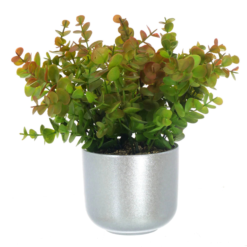 Растение искусственное Эвкалипт Лозанно в кашпо высота микс 25 см