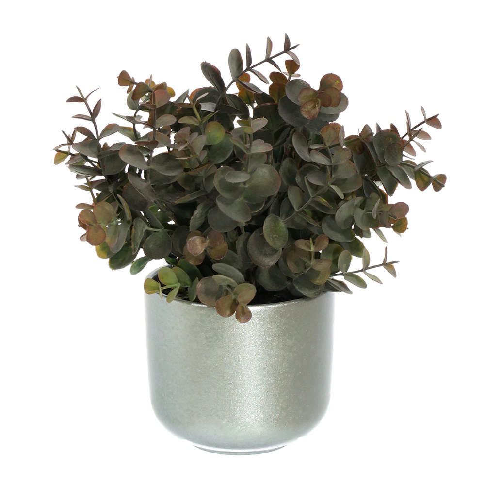 Растение искусственное Эвкалипт Лозанно в кашпо высота микс 25 см
