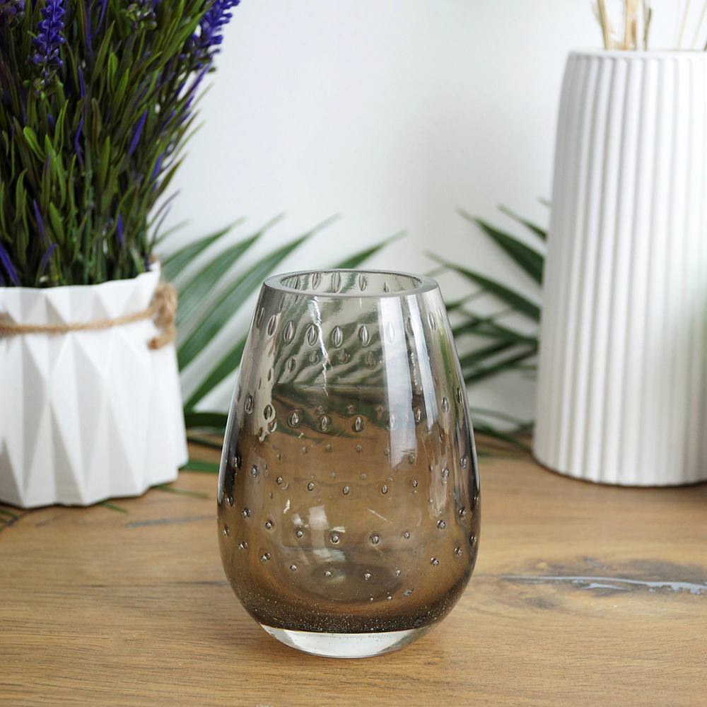 Ваза стеклянная Паневежис высота 11,5 см дымка