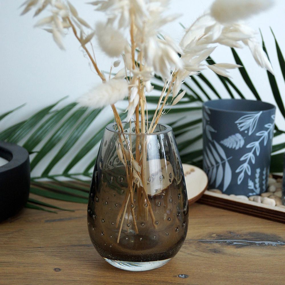 Ваза стеклянная Паневежис высота 11,5 см дымка