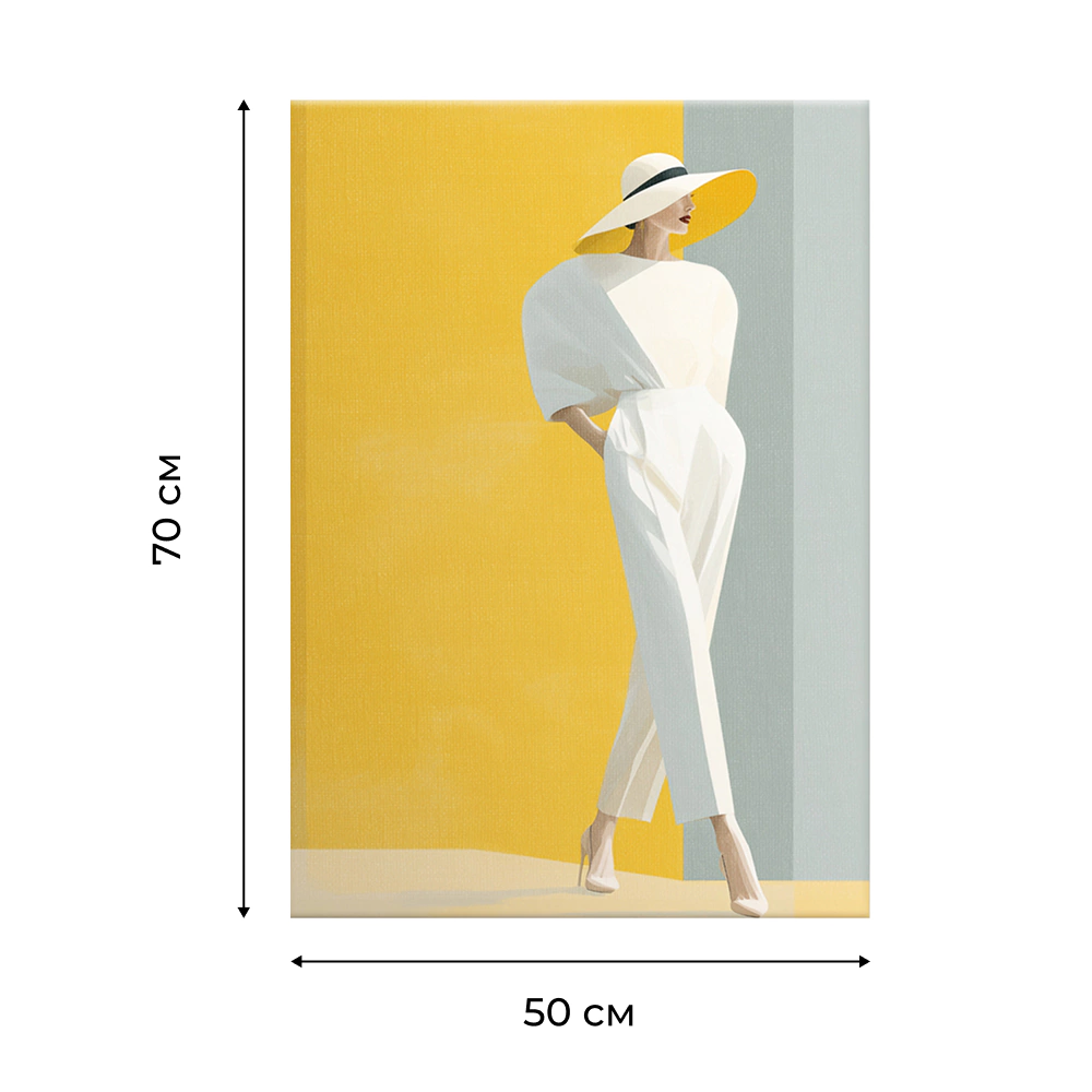 Канвас Девушка в шляпе 50х70 см