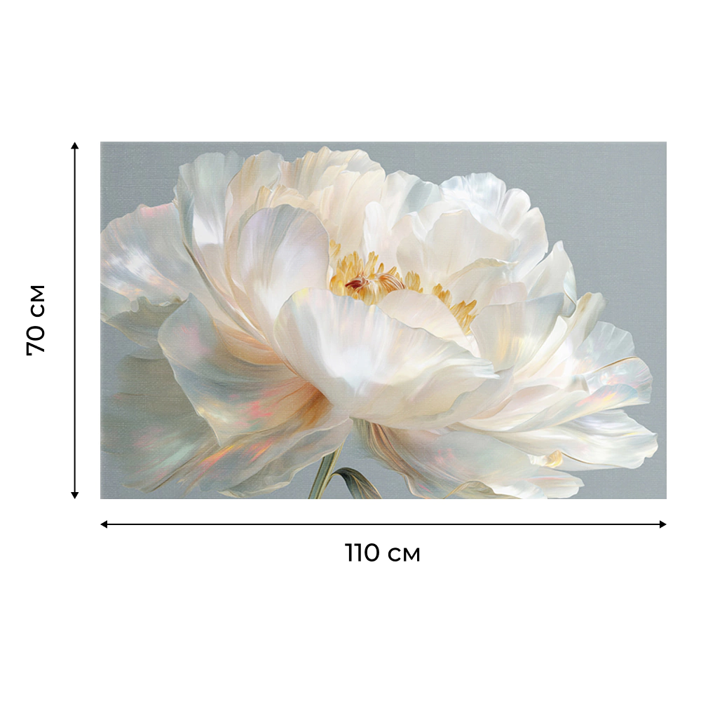 Канвас Жемчужный пион 110х70 см