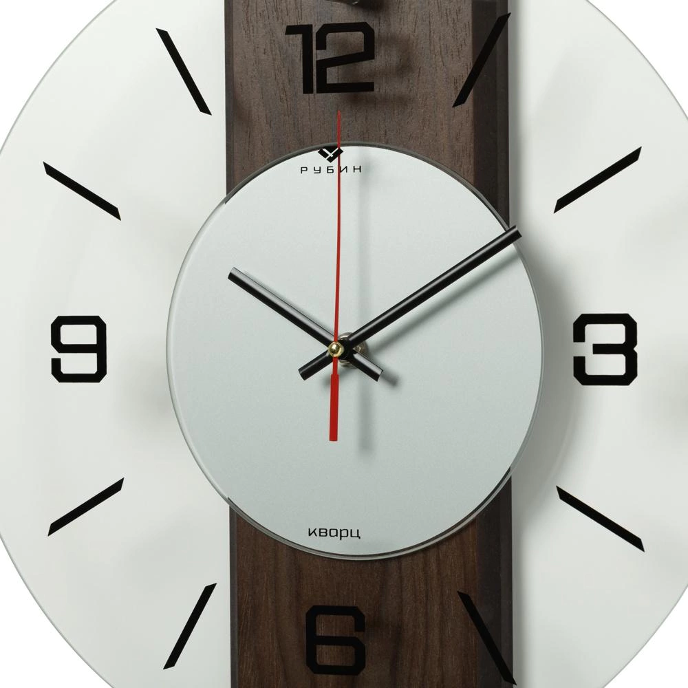 Часы настенные круглые Рубин Wood d34 см прозрачные