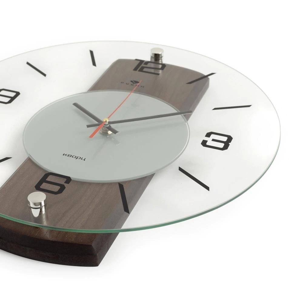 Часы настенные круглые Рубин Wood d34 см прозрачные