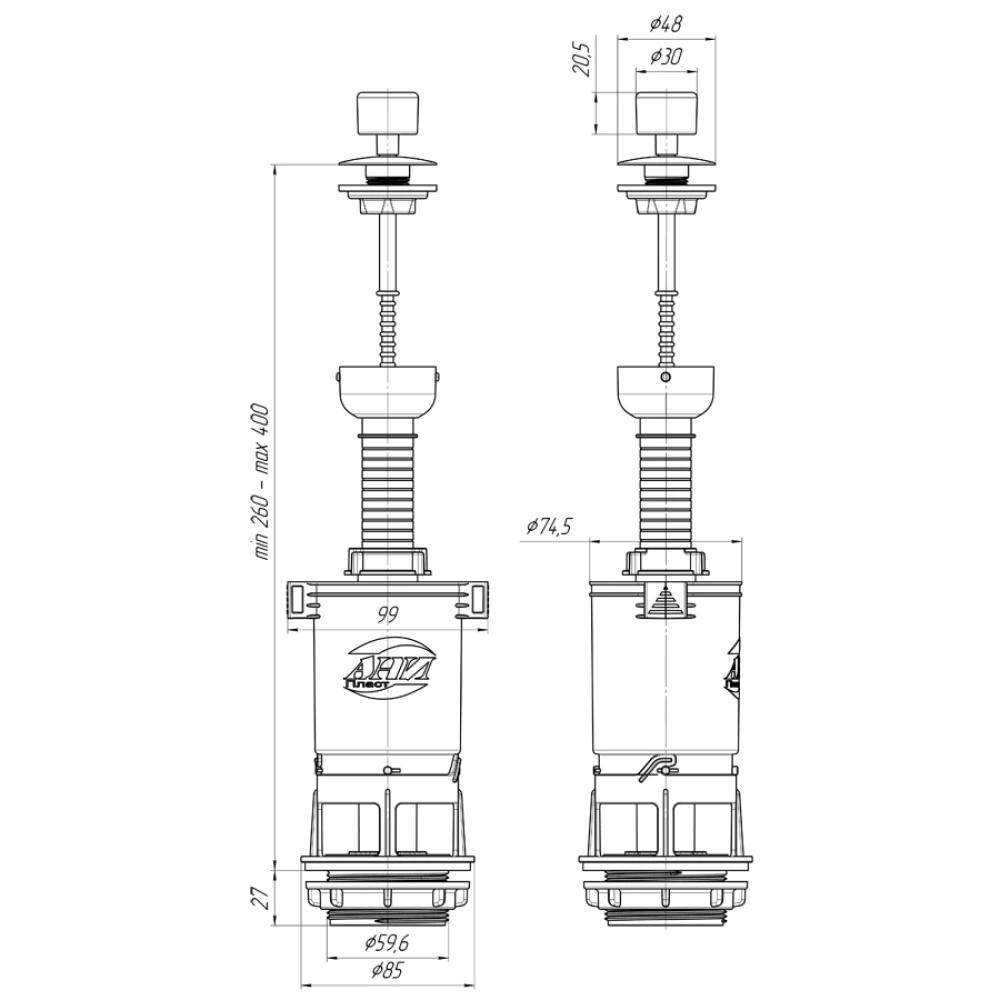 Механизм сливной АНИ Пласт Шток
