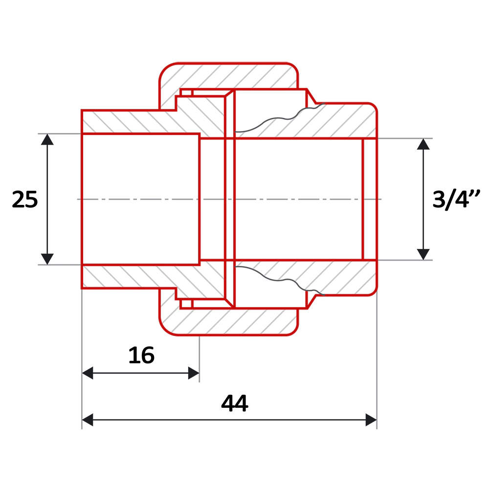 Муфта для труб ППР разборная d25x3/4" РВ FV-Plast