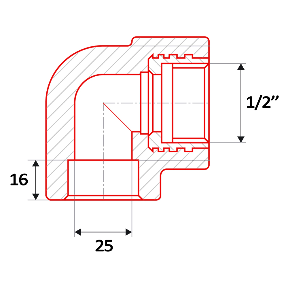 Колено для труб ППР 90° d25x1/2 РВ FV-Plast