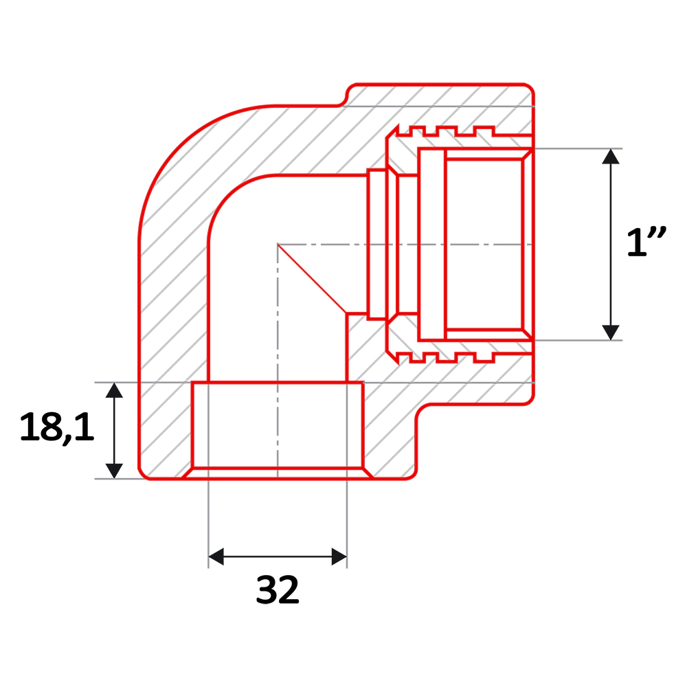Колено для труб ППР 90° d32x1" РВ FV-Plast