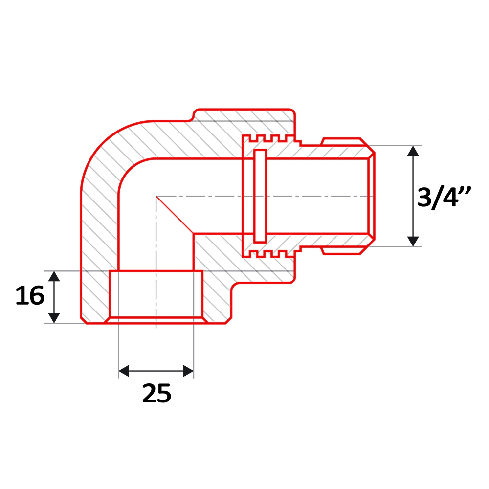 Колено для труб ППР 90° d25x3/4" РH FV-Plast