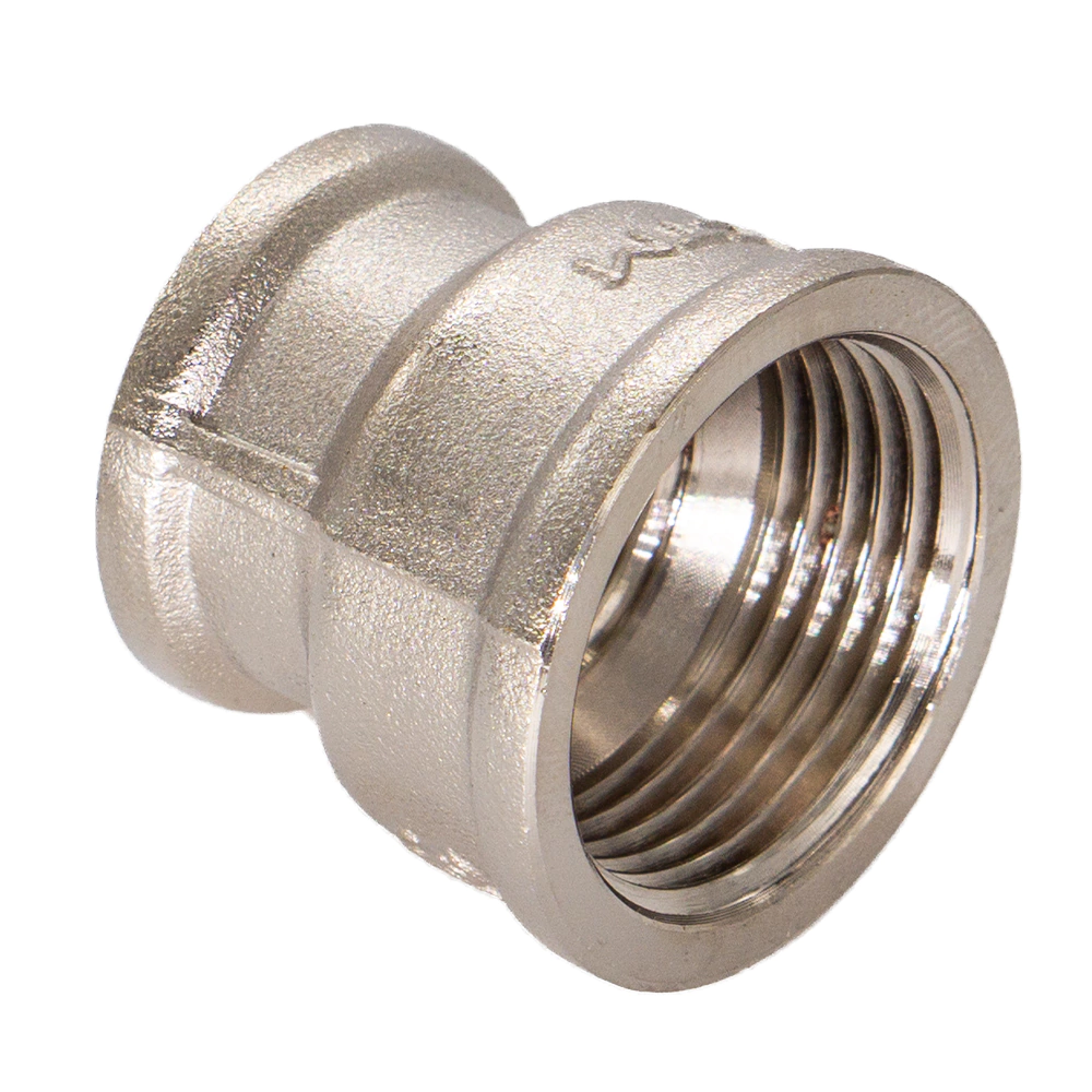 Муфта переходная СТМ 1 1/2"х1 1/4" ВР-ВР латунь никелированная