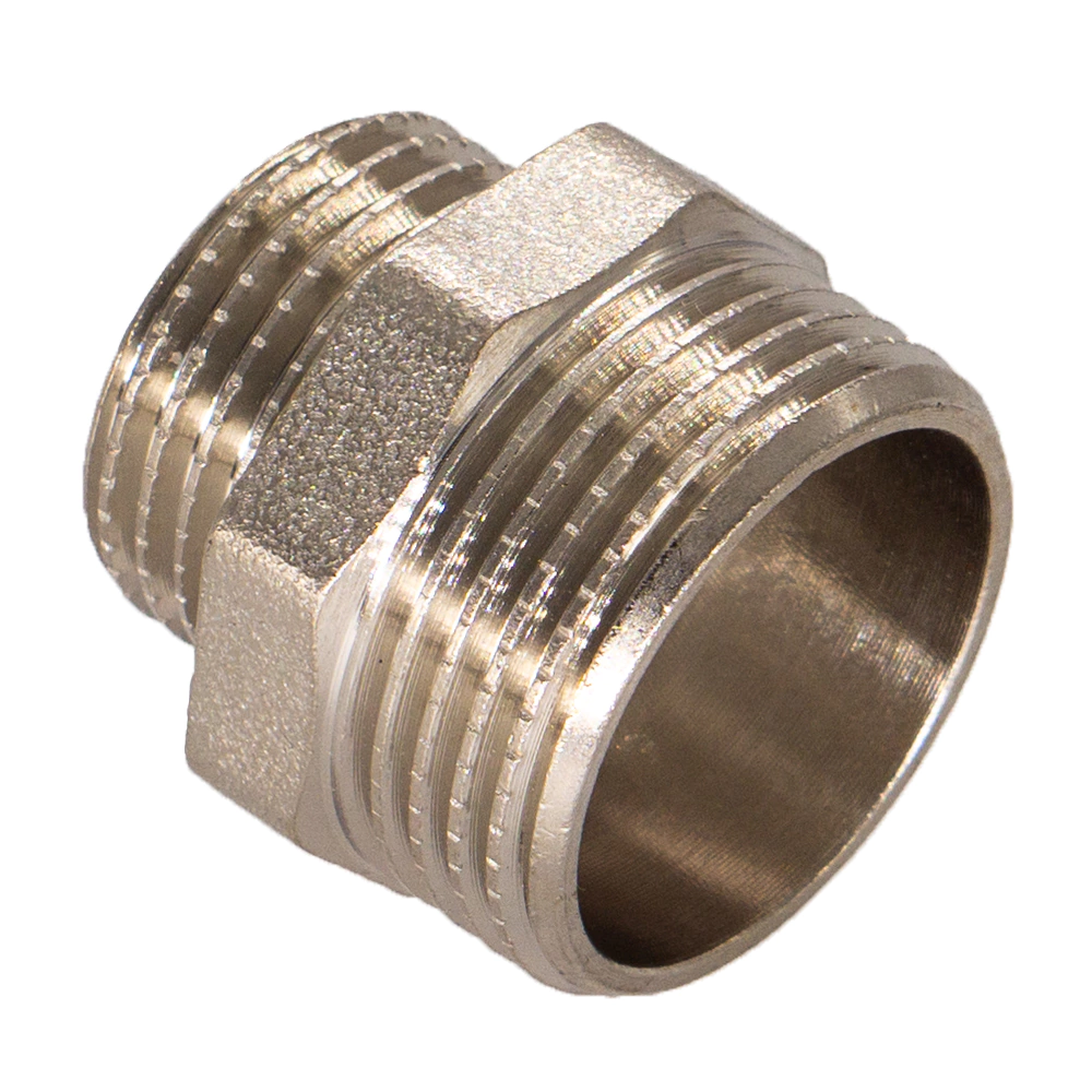 Ниппель редукционный СТМ 1 1/2"х1 1/4" НР-НР латунь никелированная