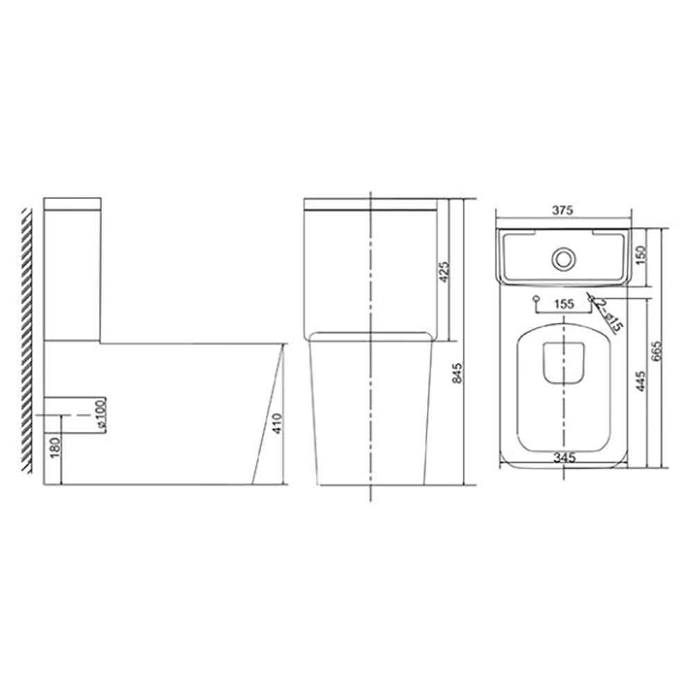 Унитаз-компакт SOLE Cube 2 Black безободковый с сиденьем с микролифтом